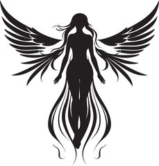 Heavenly Grace Vector Angelic Logo Celestial Messenger Black Wings Symbol