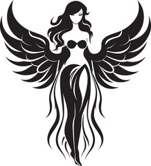 Ethereal Guardian Vector Angel Icon Radiant Serenity Black Angel Logo © BABBAN