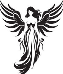 Radiant Ethereal Vector Angel Emblem Angelic Beauty Black Wings Icon Design