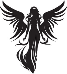 Celestial Grace Angel Wings Emblematic Icon Divine Serenity Black Angel Logo Design