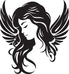Angelic Beauty Black Wings Icon Design Celestial Grace Angel Wings Emblematic Icon