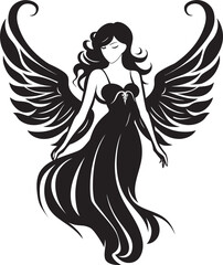 Serene Presence Winged Angel Symbol Radiant Ethereal Vector Angel Emblem