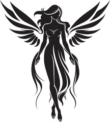 Angelic Beauty Black Wings Icon Design Celestial Grace Angel Wings Emblematic Icon