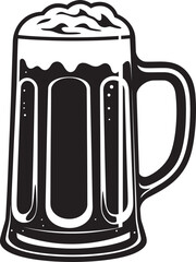 Frothy Lager Black Mug Logo Barrel Brew Vector Beer Glass Icon
