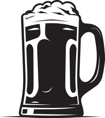 Frothy Lager Black Mug Logo Barrel Brew Vector Beer Glass Icon