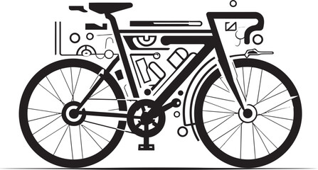 Fototapeta premium CycleCraft Sleek Black Bike Emblem PedalPerfect Vector Bicycle Icon