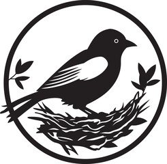 NestCraft Weaver Bird Icon Aerial Artistry Black Nest Emblem