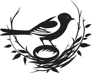 Weaving Wings Vector Nest Emblem NestCraft Avian Artistry Emblem