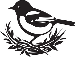 NestCraft Avian Artistry Emblem Weaver Wings Black Bird Nest Logo