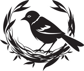 Bird s Haven Vector Nest Logo Aviary Builder Black Bird Icon