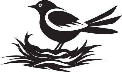 Nest Creator Black Bird Emblem Avian Assembler Vector Nest Design