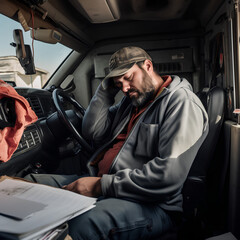 Obraz premium man in car at sleep