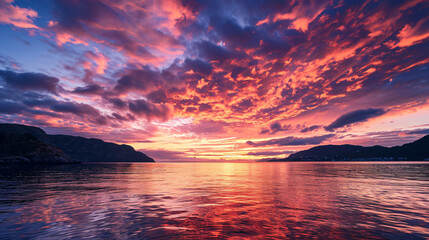 Majestic Sky Phenomenon: Norwegian Iridescent Clouds - obrazy, fototapety, plakaty