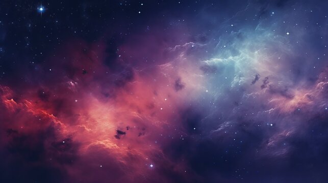 Purple and red color tones of outer space galaxy, supernova nebula background