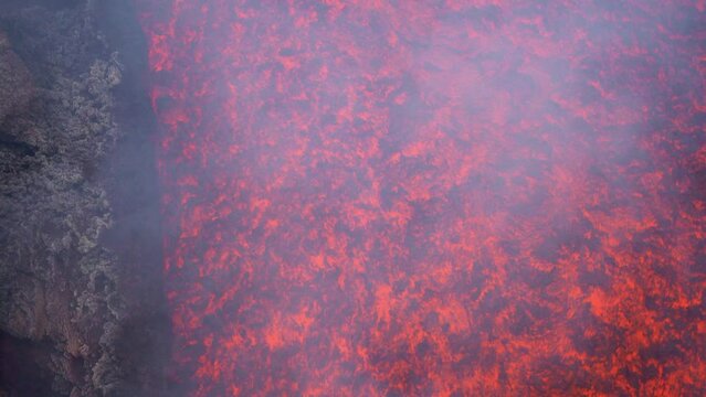 Etna Eruption in Sicily. Lava flow 