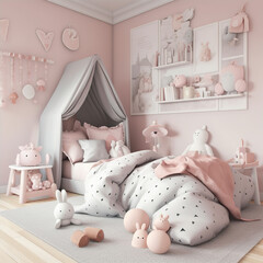 Pastel Paradise: A Warm and Welcoming Girl's Retreat with Playful Touches