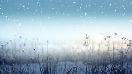 Bokeh Style: Snowy Field and Delicate Flowers