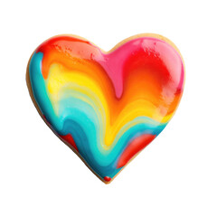 Rainbow Valentine Heart Cookies Isolated on a Transparent Background