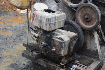 Close up photo of a large and sturdy building material mixer