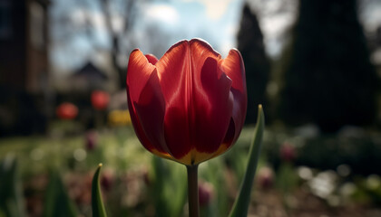 A vibrant bouquet of colorful tulips brings natural beauty outdoors generated by AI
