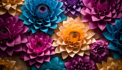 Abstract flower design with vibrant colors, perfect for modern decor generated by AI