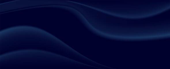 Abstract dark blue horizontal banner background with shiny geometric shapes and diagonal lines. Modern graphic design element, vector