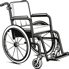 Fototapeta na wymiar Wheel chair silhouette with shadow and text on a white background. Stock competition of people with disabilities to move. Handicap. AI generated illustration.