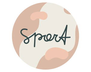 Social media story cover template. Abstract round vector isolated sticker with handwritten lettering sport, flat style.