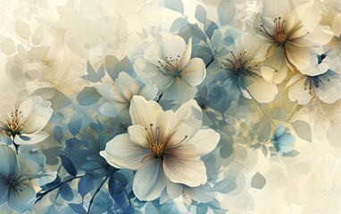 Abstract floral background with flowers in pastel colors, watercolor painting