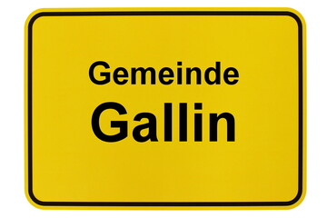 Illustration eines Ortsschildes der Gemeinde Gallin in Mecklenburg-Vorpommern