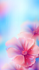 Soft abstract background with blurry flowers and aqueous effects