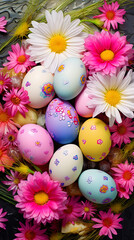 Obraz na płótnie Canvas Easter rug for eggs with ornaments of spring flowers