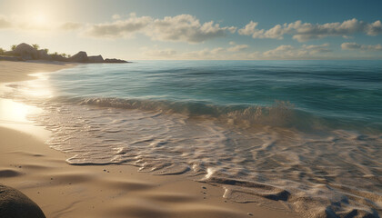 Fototapeta premium Sunset over the tranquil coastline, reflecting beauty in nature generated by AI