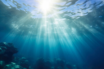 Fototapeta na wymiar Mystical Undersea Sunlight Display