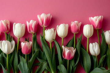 Pastel Pink Tulips in Full Bloom