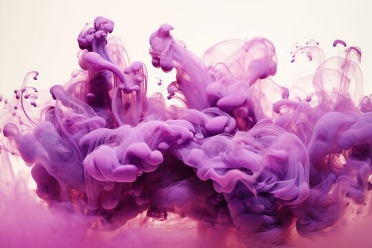 Abstract patterns created by the diffusion of purple ink in water. Generative AI