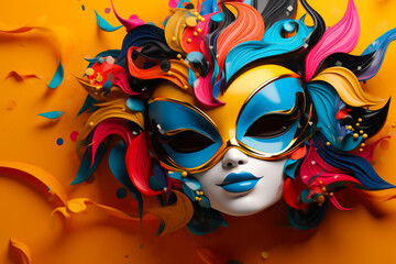 Stylish Mask on a Bright Backdrop for Festivities