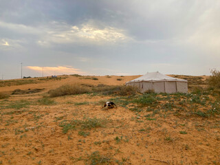 A tent in Al-Nafud, east of Buraydah Al-Qassim, Saudi Arabia
