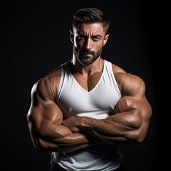 Fototapeta na wymiar portrait of a man, muscles , body building