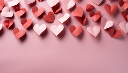Romantic heart shapes decorate the pink backdrop, symbolizing love generated by AI