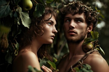 Adam and Eve, Bible story. - obrazy, fototapety, plakaty