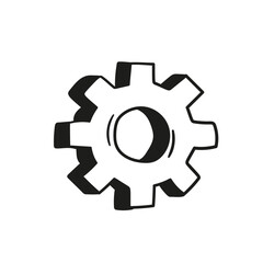 Gear wheel and cog wheel mechanism cartoon icon. Business concept innovation and movement. Vector illustration doodle style.