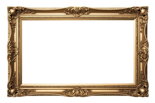 Antique gold picture frame isolated on white.