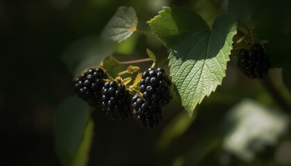 Freshness of nature bounty ripe, juicy berries on leafy branches generated by AI