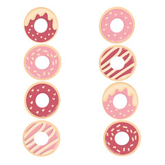 Fototapeta premium Set of valentine donuts elements, valentine cookis