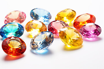 Fototapeta premium Vibrant Gemstone Mosaic: Colorful Gems Background - Jewel-Toned Elegance in High-Resolution - Created with Generative AI Tools
