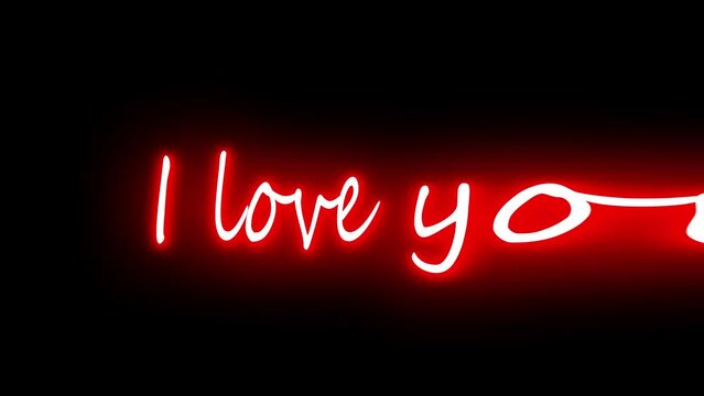 i love you neon light glow valentine massage animation 