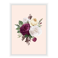 bouquet of roses with blank card