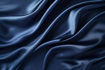 Fototapeta premium Beautiful Dark Blue Silk Satin Background - Created with Generative AI Tools