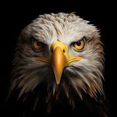 Bald Eagle portrait with a black background 